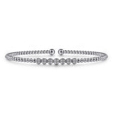 14K White Gold Bujukan Bead and Cluster Diamond Bangle