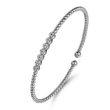 14K White Gold Bujukan Bead and Cluster Diamond Bangle