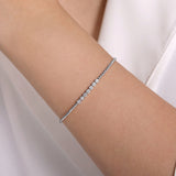 14K White Gold Bujukan Bead and Cluster Diamond Bangle