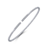 14K White Gold Bujukan Diamond Bars Bangle