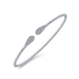 14K White Gold Bujukan Diamond Teardrops Bangle