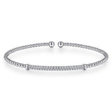 14K White Gold Bujukan Diamond Bar Split Bangle