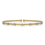 14K White-Yellow Gold Bujukan Diamond Stations Bangle