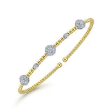 14K White-Yellow Gold Bujukan Diamond Cluster Stations Bangle