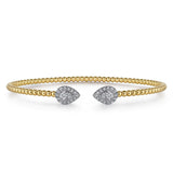 14K White and Yellow Gold Diamond Pear Shape Bujukan Bangle