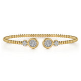 14K White and Yellow Gold Diamond Bujukan Bangle