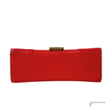 Authentic Balenciaga Small Hourglass Top Handle Bag in Bright Red Shiny Box Calfskin Pre-Owned