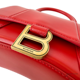 Authentic Balenciaga Small Hourglass Top Handle Bag in Bright Red Shiny Box Calfskin Pre-Owned