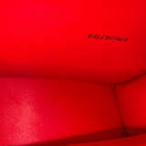 Authentic Balenciaga Small Hourglass Top Handle Bag in Bright Red Shiny Box Calfskin Pre-Owned