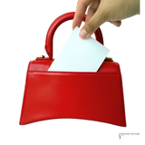 Authentic Balenciaga Small Hourglass Top Handle Bag in Bright Red Shiny Box Calfskin Pre-Owned