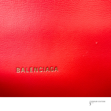 Authentic Balenciaga Small Hourglass Top Handle Bag in Bright Red Shiny Box Calfskin Pre-Owned