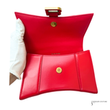 Authentic Balenciaga Small Hourglass Top Handle Bag in Bright Red Shiny Box Calfskin Pre-Owned