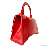 Authentic Balenciaga Small Hourglass Top Handle Bag in Bright Red Shiny Box Calfskin Pre-Owned
