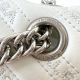 Balenciaga BB Monogram Quilted Matelassé Leather Chain Shoulder Bag Off-White Pre-Owned