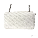 Balenciaga BB Monogram Quilted Matelassé Leather Chain Shoulder Bag Off-White Pre-Owned