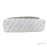 Balenciaga BB Monogram Quilted Matelassé Leather Chain Shoulder Bag Off-White Pre-Owned