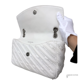 Balenciaga BB Monogram Quilted Matelassé Leather Chain Shoulder Bag Off-White Pre-Owned