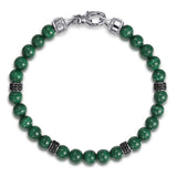 Beaded Bracelet 925 Sterling Silver Black Spinel and Malachite 6mm | In-Store