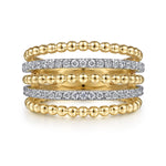 Gabriel & Co. LR51667M45JJ Bujukan beaded wide band diamond easy stackable ring in 14K two tone gold
