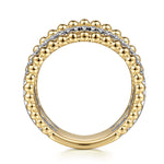 Gabriel & Co. Bujukan wide band diamond ring, side view