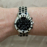 Dior - Stainless Steel with Black Sapphires and Crystal Bezel Chronograph Watch