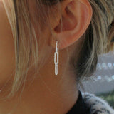 Paper Clip - 14KT White Gold Diamond Dangle Earrings