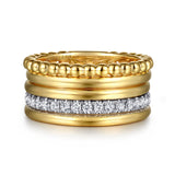 Bujukan Link 14K White Yellow Gold Diamond Stackable Ring