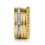 Bujukan Link 14K White Yellow Gold Diamond Stackable Ring