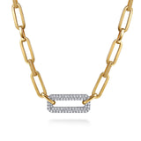 Bujukan Link 14K White Yellow Gold Diamond Chain Necklace