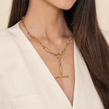 Bujukan Link 14K Yellow Gold Diamond Y Necklace
