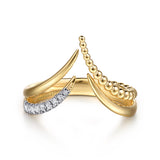 Bujukan Punk 14K Yellow Gold Diamond Chevron Ring