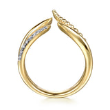 Bujukan Punk 14K Yellow Gold Diamond Chevron Ring