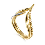 Bujukan Punk 14K Yellow Gold Diamond Chevron Ring