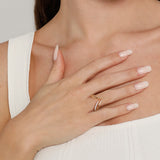 Bujukan Punk 14K Yellow Gold Diamond Chevron Ring