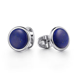 14K White Gold Round Lapis Cufflinks In-Store