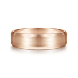 Gabriel & Co. Caleb 6mm Satin Finish Men's Wedding Band with Beveled Edge