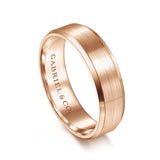 Gabriel & Co. Caleb 6mm Satin Finish Men's Wedding Band with Beveled Edge