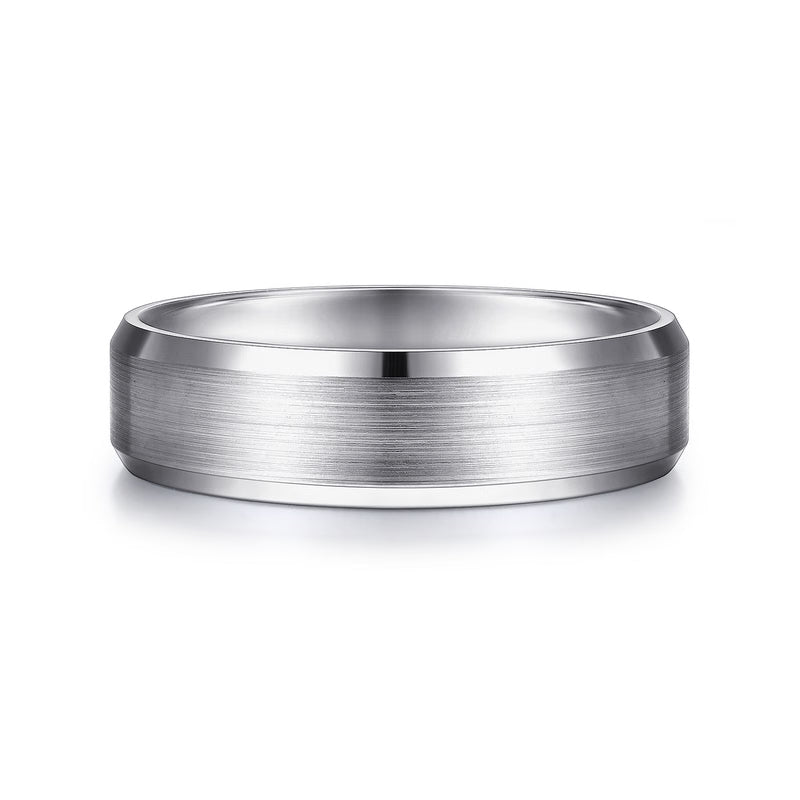 Gabriel & Co. Caleb 6mm Satin Finish Men's Wedding Band with Beveled Edge