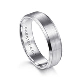 Gabriel & Co. Caleb 6mm Satin Finish Men's Wedding Band with Beveled Edge