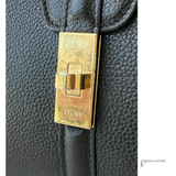 Celine Pre-Owned Black Grained Leather Small Celine 16 Calfskin Top Handle Handbag