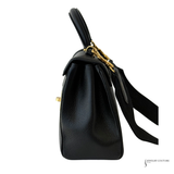 Celine Pre-Owned Black Grained Leather Small Celine 16 Calfskin Top Handle Handbag