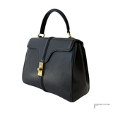 Celine Pre-Owned Black Grained Leather Small Celine 16 Calfskin Top Handle Handbag