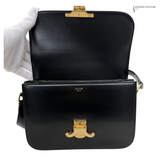 Celine Classique Shiny Calf Classic Triomphe Medium Crossbody Bag Pre Owned