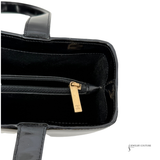 Chanel Patent Leather Logo Shopping Tote Handbag Square Shoulder Bag Pre Owned Vintage