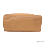 Chanel Whipstitch CC Bowler Bag STITCH LOGO BEIGE TAN LEATHER ZIP SHOULDER BAG Pre Owned