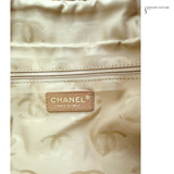 Chanel Whipstitch CC Bowler Bag STITCH LOGO BEIGE TAN LEATHER ZIP SHOULDER BAG Pre Owned