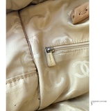 Chanel Whipstitch CC Bowler Bag STITCH LOGO BEIGE TAN LEATHER ZIP SHOULDER BAG Pre Owned
