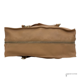 Chanel Whipstitch CC Bowler Bag STITCH LOGO BEIGE TAN LEATHER ZIP SHOULDER BAG Pre Owned