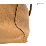 Chanel Whipstitch CC Bowler Bag STITCH LOGO BEIGE TAN LEATHER ZIP SHOULDER BAG Pre Owned