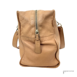 Chanel Whipstitch CC Bowler Bag STITCH LOGO BEIGE TAN LEATHER ZIP SHOULDER BAG Pre Owned